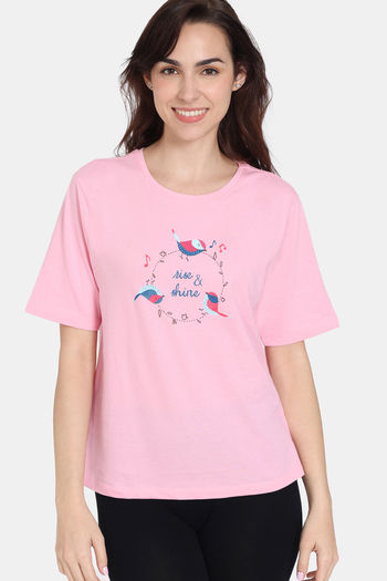 Buy Zivame Tell A Tale Knit Cotton Top - Candy Pink